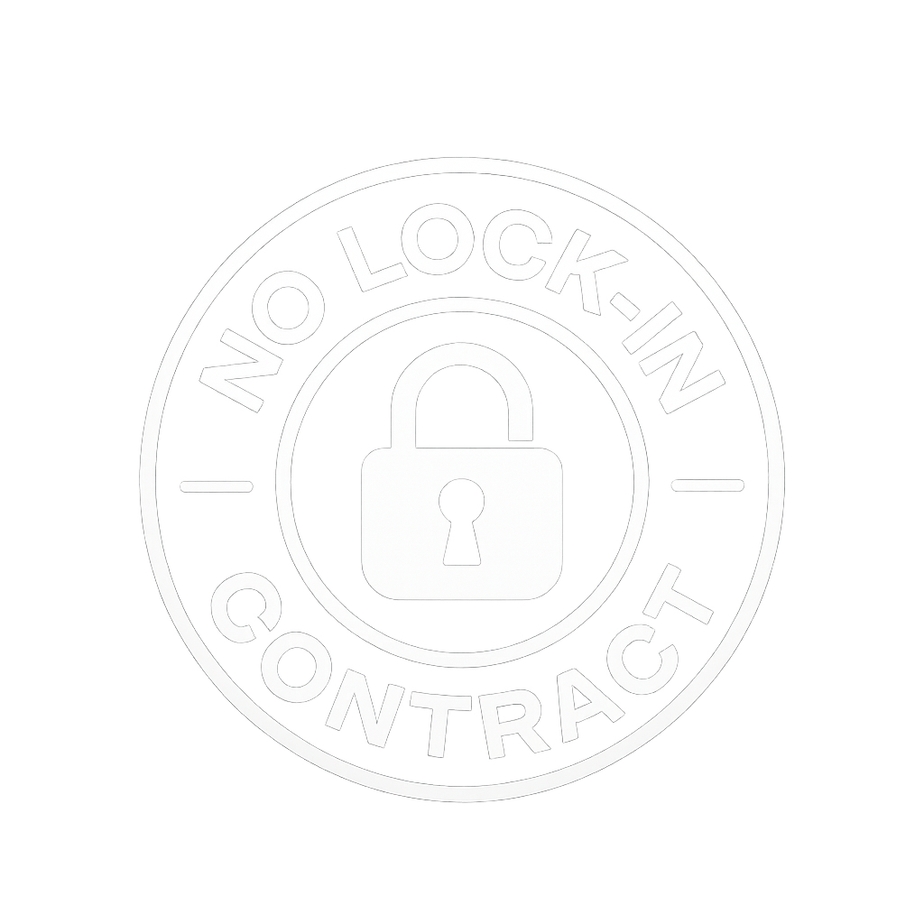 No lock-in contract badge for Plumber SEO Services